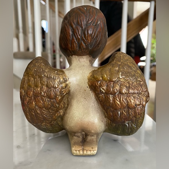 Vintage 5”Resin Statue Sculpture Angel Cherub Child Kneeling Praying HandPainted - Picture 3 of 9